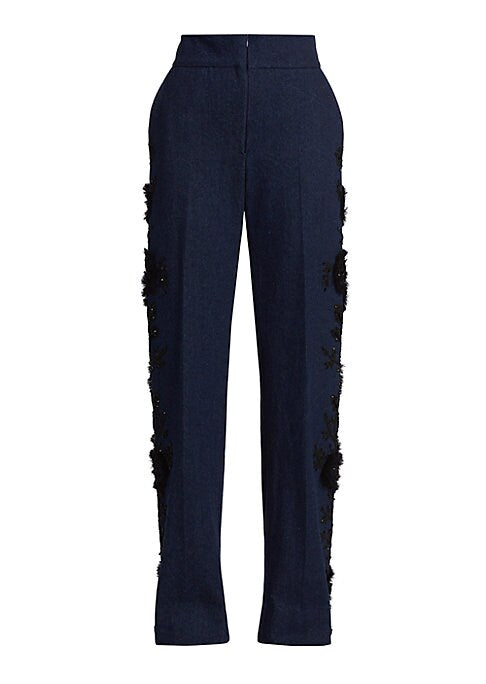 Embroidered Denim Trousers