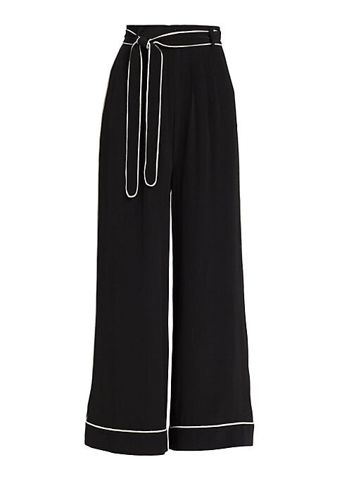 Belted Silk Wide-Leg Trousers