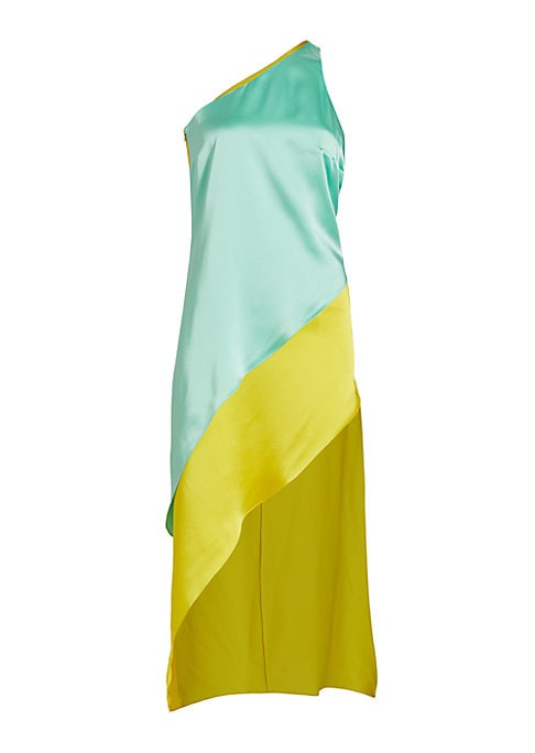 Asymmetric Colorblock Midi Dress