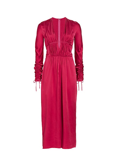 Vibrant Ruched Midi Dress