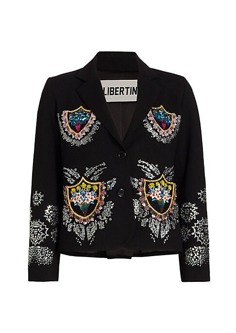 Floral Embellished Wool Jacket