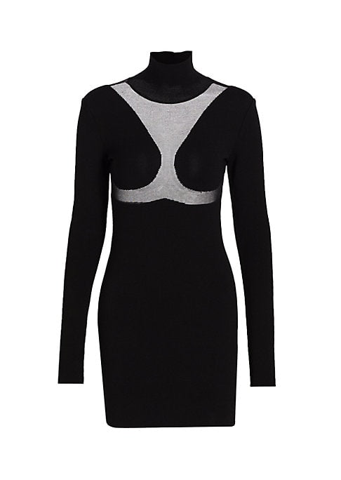 Chic Sheer Turtleneck Dress