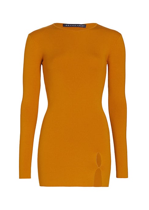 Slit Ribbed Minidress