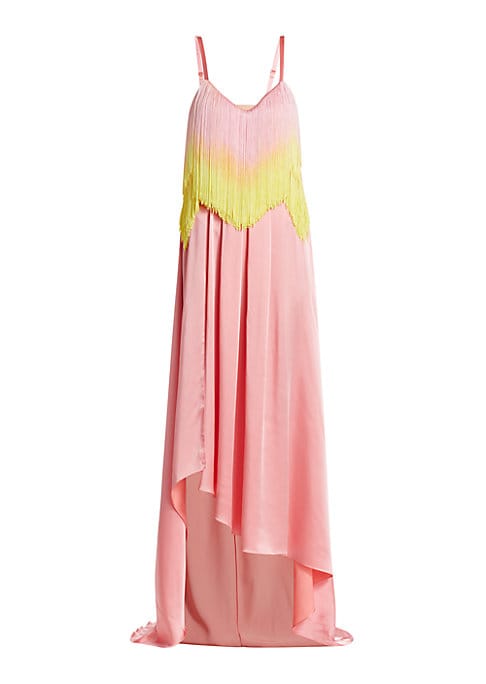 Fringe V-Neck Evening Gown