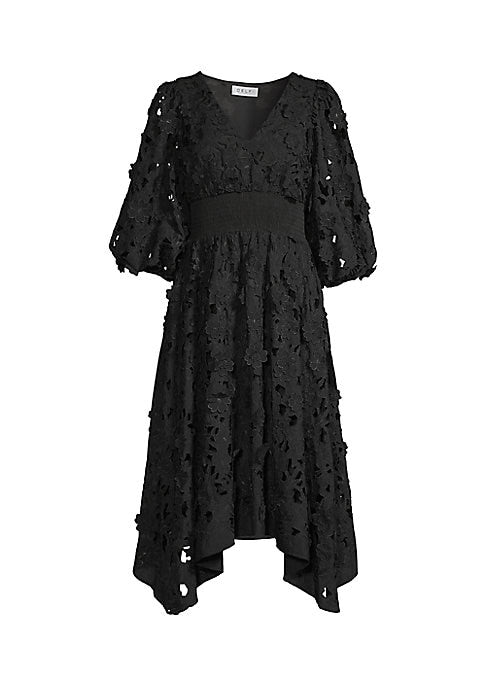 Lace Hem Puff Sleeve Dress