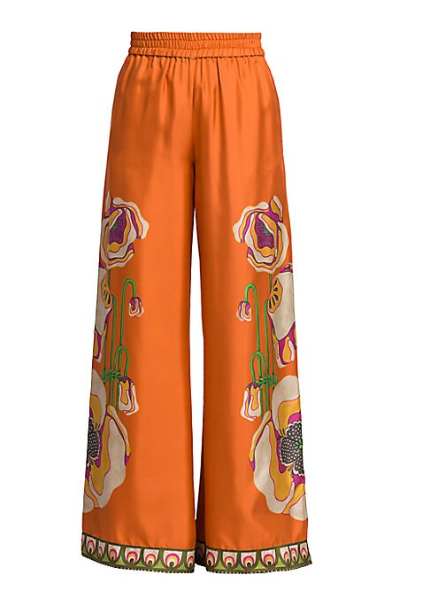 Floral Silk Trousers