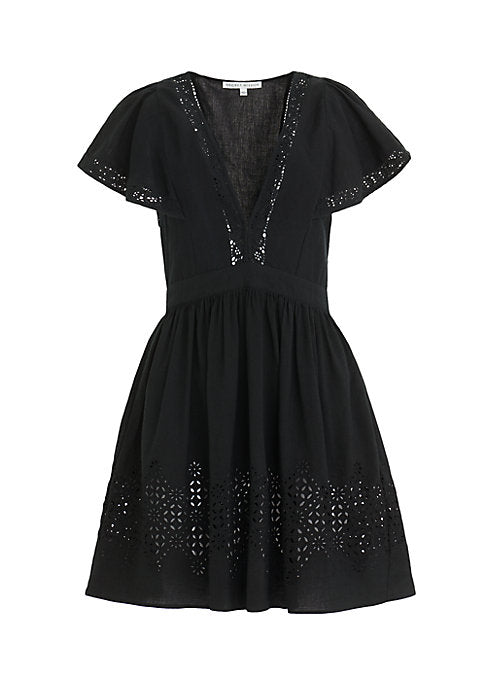 Lace-Trimmed V-Neck Minidress