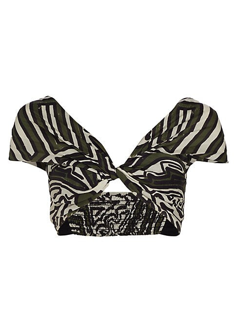 Tropical V-Neck Crop Top