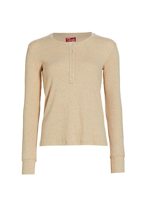 Vintage Rib-Knit Henley Sweater