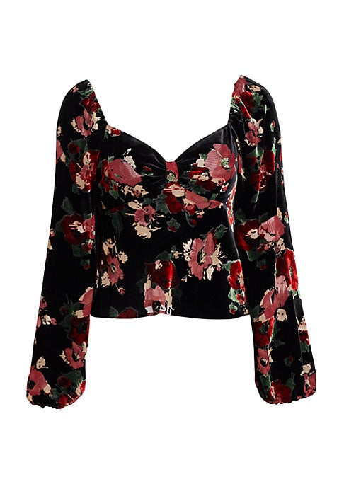 Floral Velvet Babydoll Blouse