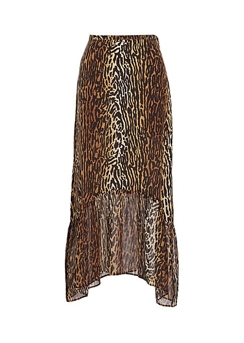 Leopard Print Silk Skirt