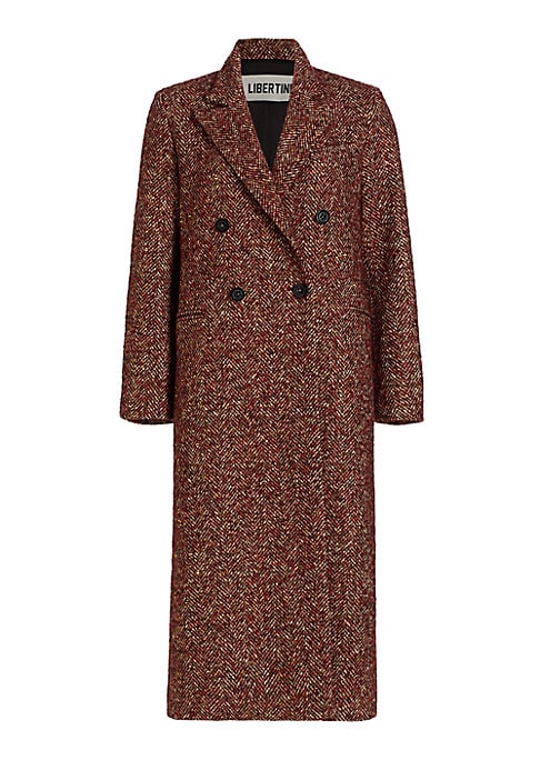 Glittering Herringbone Overcoat