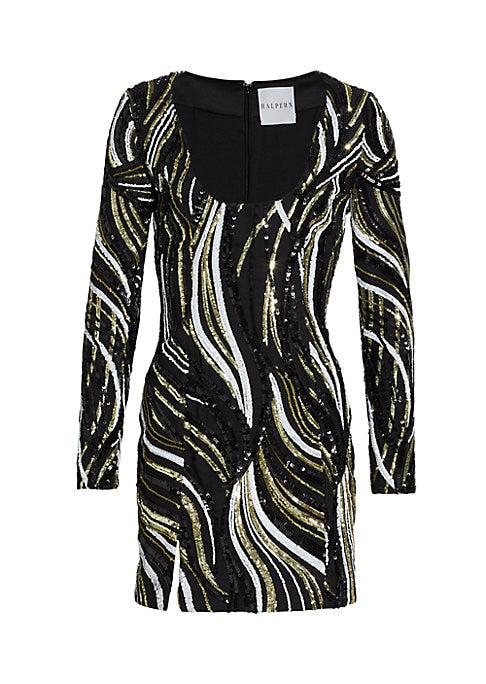 Sequined Spiral Mini Dress