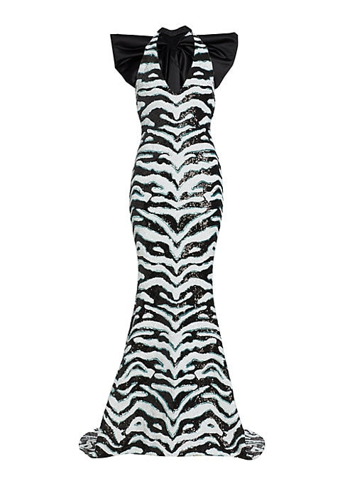 Zebra Bow Glam Gown