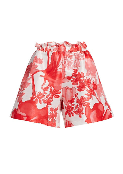 Floral A-Line Taffeta Shorts