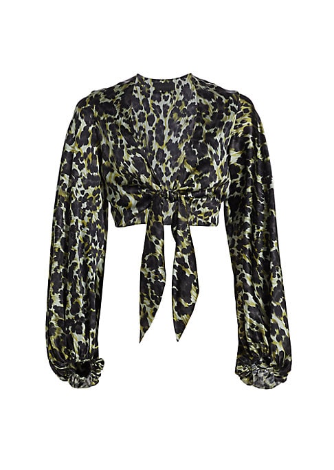 Leopard Silk Tie Top