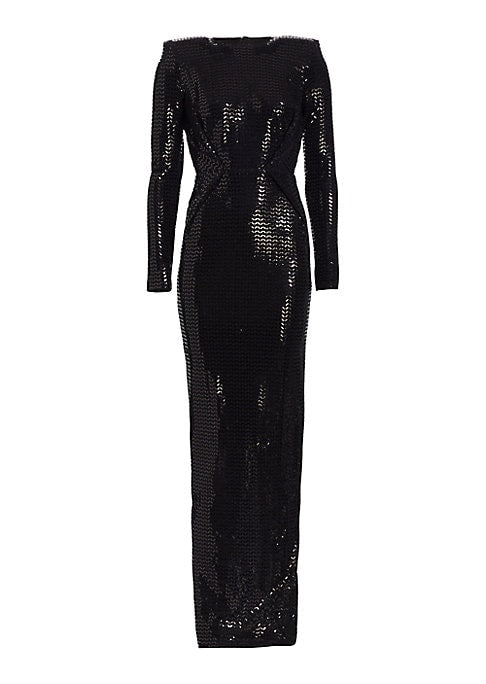 Gleaming Chevron Evening Gown