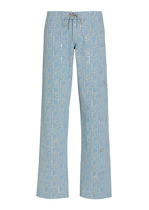 Embellished Denim Cargo Trousers