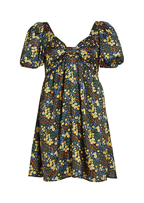 Floral Bow Puff Dress