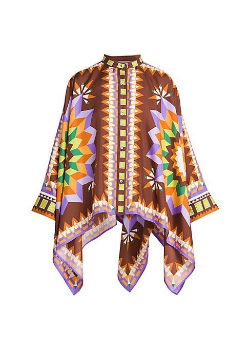 Abstract Silk Cape Shirt