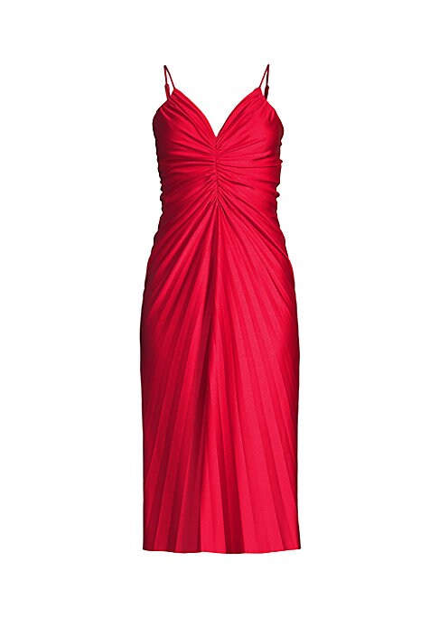 Pleated V-Neck Dress