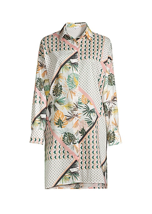 Palm Print Button-Up Dress