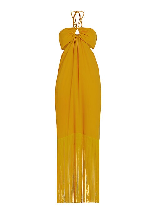 Fringe Halter Cutout Dress