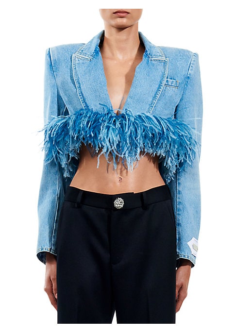 Feathered Crop Blazer