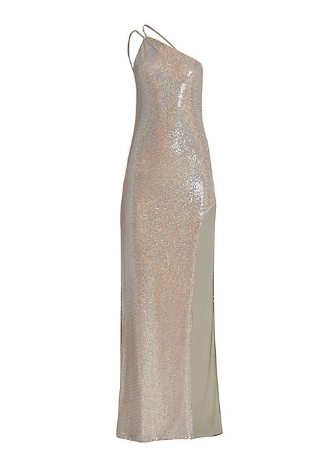 Lustrous Asymmetrical Evening Gown