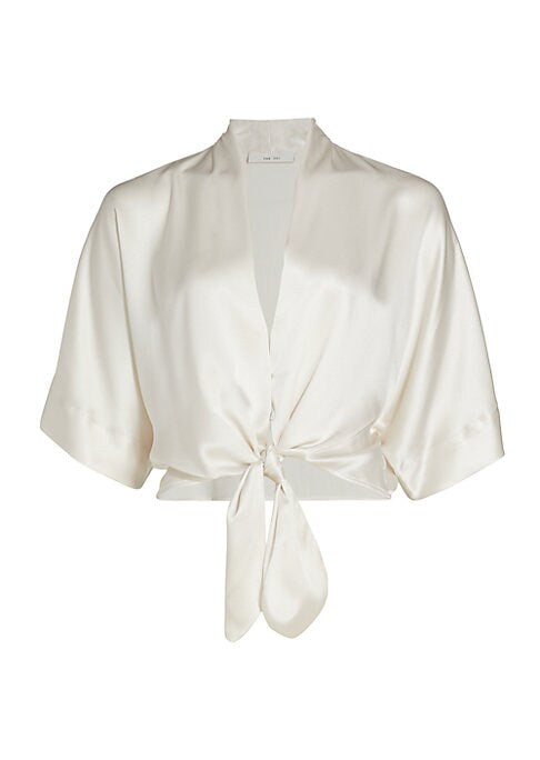 Silk V-Neck Crop Blouse
