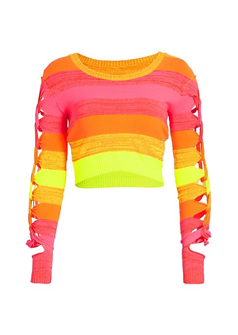 Lace-Up Gradient Crop Top
