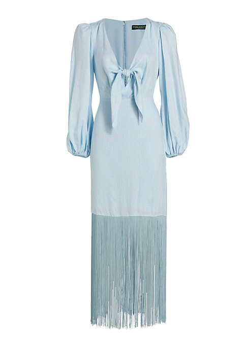 Fringe V-Neck Linen Dress