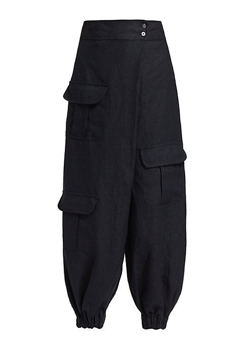 Billowed Linen Cargo Pants