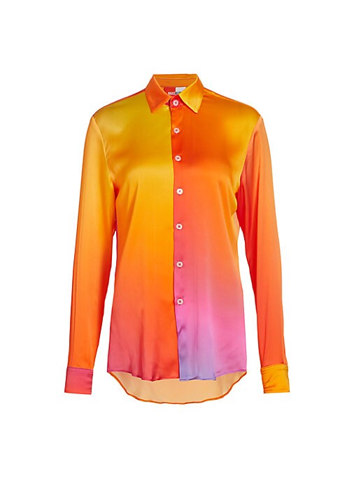 Gradient Silk Button-Up