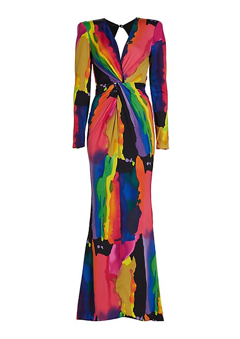 Watercolor Twisted Maxi Dress