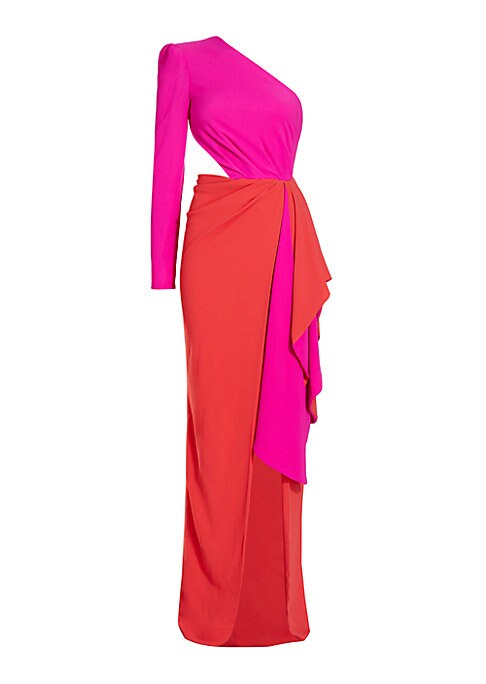 Chic Colorblock Draped Gown