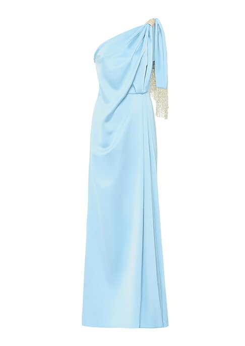 Fringed Satin Elegance Gown