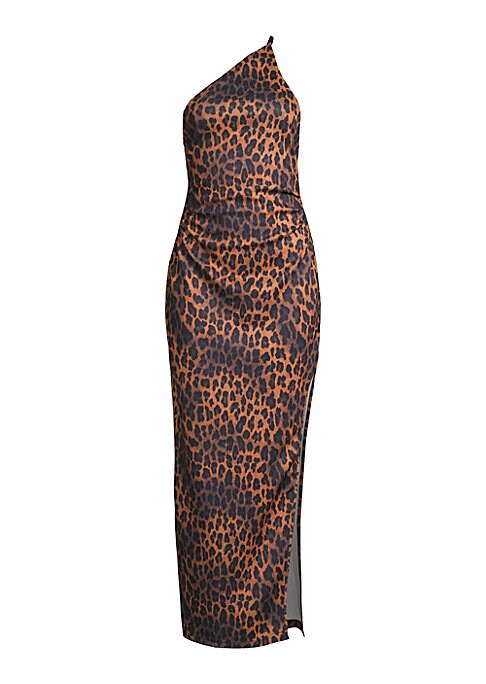 Leopard Print One-Shoulder Dress