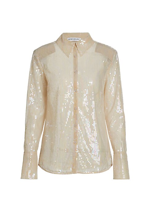 Shimmering Sequined Button-Up