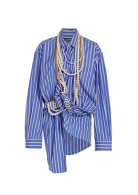 Elegant Draped Pearl Shirt