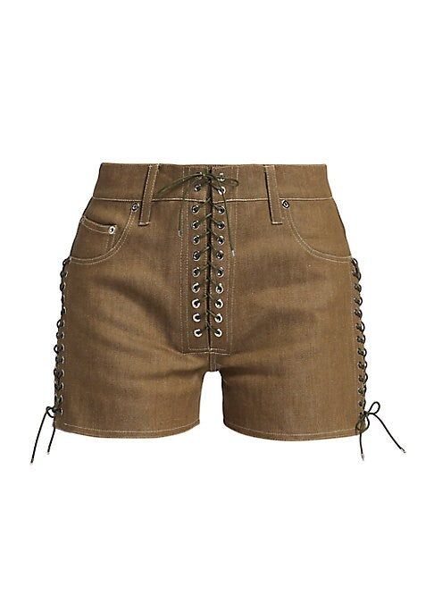 Lace-Up Denim Shorts