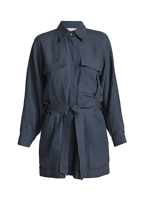 Belted Linen Classic Dress