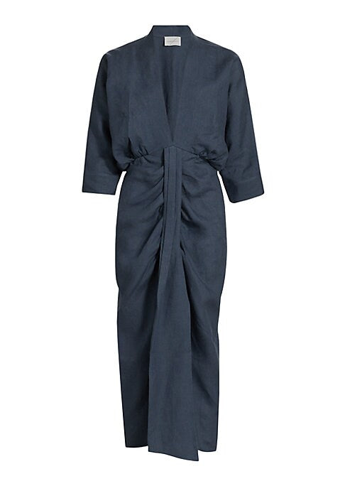 Cocooned Linen Midi Dress
