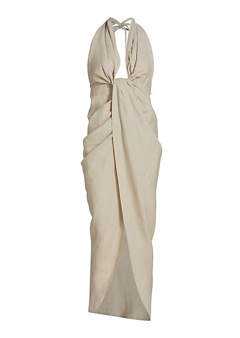 Draped Linen Elegance Gown