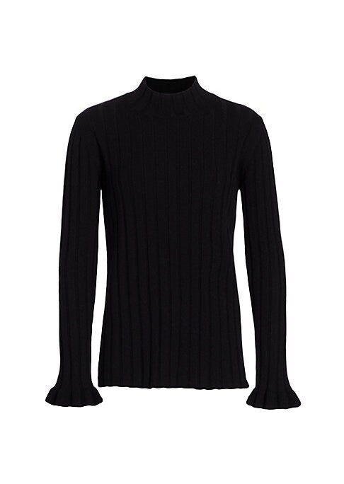 Ruffled Knit Turtleneck Sweater