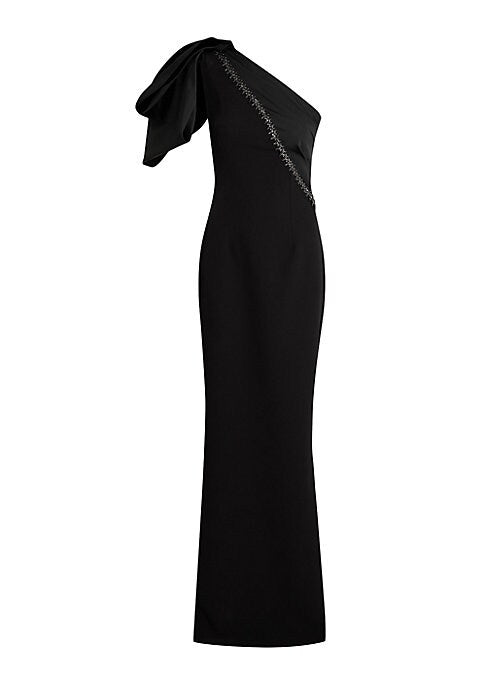 Elegant One-Shoulder Beaded Gown