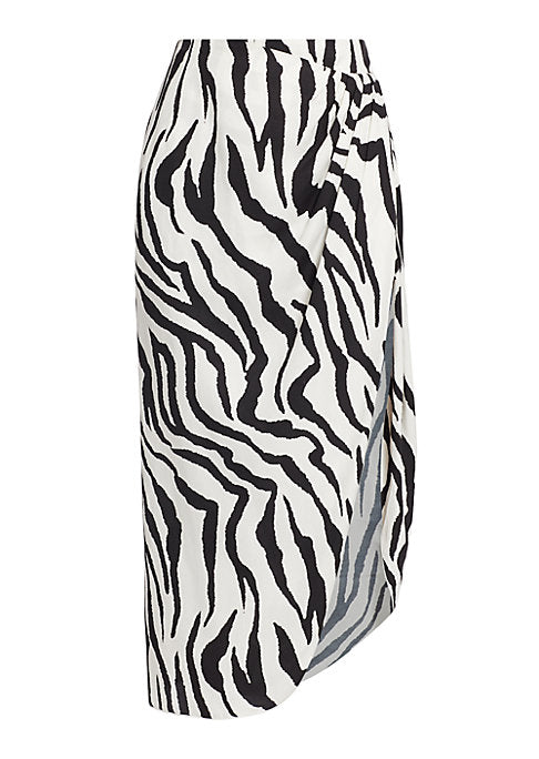 Zebra Draped Midi Skirt