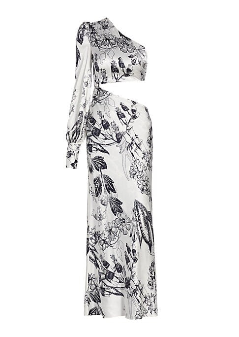 Floral Asymmetric Silk Dress
