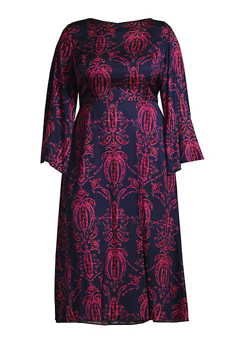 Abstract Print Silk Dress