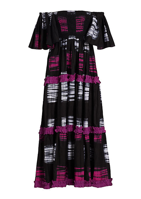 Abstract Tiered Maxi Dress